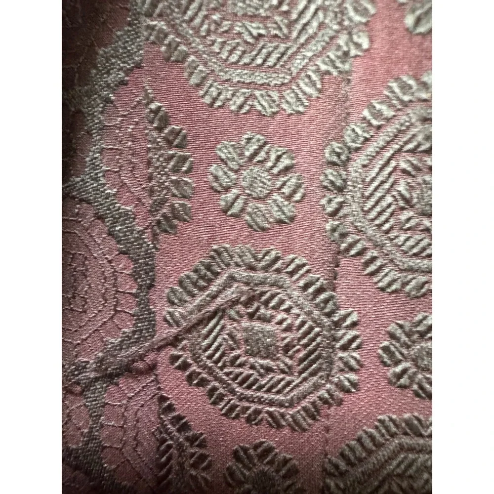 Calvin Klein Vintage 100% Silk Jacquard Blouse Geometric Long Sleeve 70s. 80s